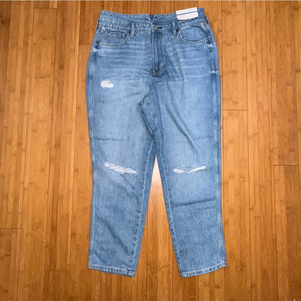 Arizona Jeans Co Juniors Highest Rise Mom Blue Jeans 15 Distressed Tapered